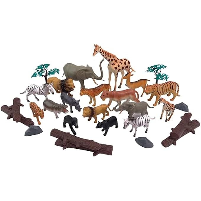 WENNO JUNGLE ANIMALS 28 PCS PLAYSET IN SQUARE BUCKET - Image 3